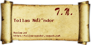 Tollas Nándor névjegykártya